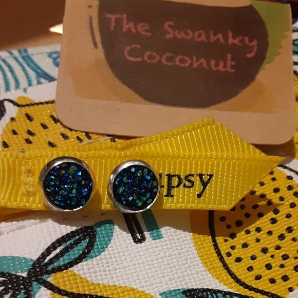 🚫SOLD🚫🚫🚫Blue Druzzy Stud Earrings - Picture 3 of 3